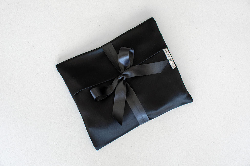 Black Satin Lingerie Pouch - Ariane Delarue Lingerie