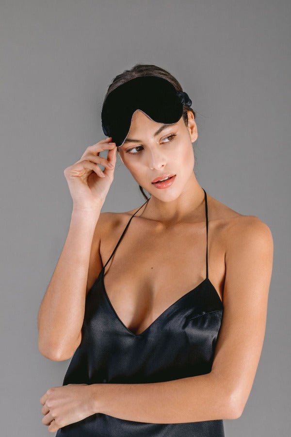 Sleep Eye-mask in black satin - Ariane Delarue Lingerie