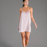 Amanda, Nightdress in satin silk and Leavers lace - Ariane Delarue Lingerie