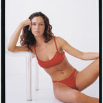 Camille, Bralette in Red Silk - Ariane Delarue Lingerie