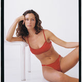 Camille, Bralette in Red Silk - Ariane Delarue Lingerie