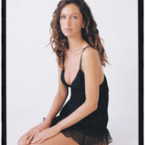 Céline, Babydoll in sheer silk and Chantilly lace - Ariane Delarue Lingerie