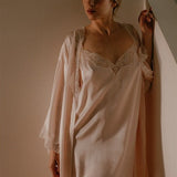 Cyrielle, short silk robe with lace - Ariane Delarue Lingerie