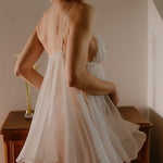 Laura, Nightdress in sheer silk and french lace - Ariane Delarue Lingerie