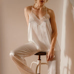 Luxury Satin pyjama trousers in white - Ariane Delarue Lingerie