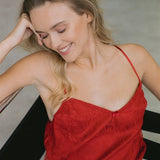 Babydoll nightdress in red with All-over Lace top layer - Ariane Delarue Lingerie