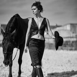 Black organza vest top with Leavers lace appliques - Ariane Delarue Lingerie