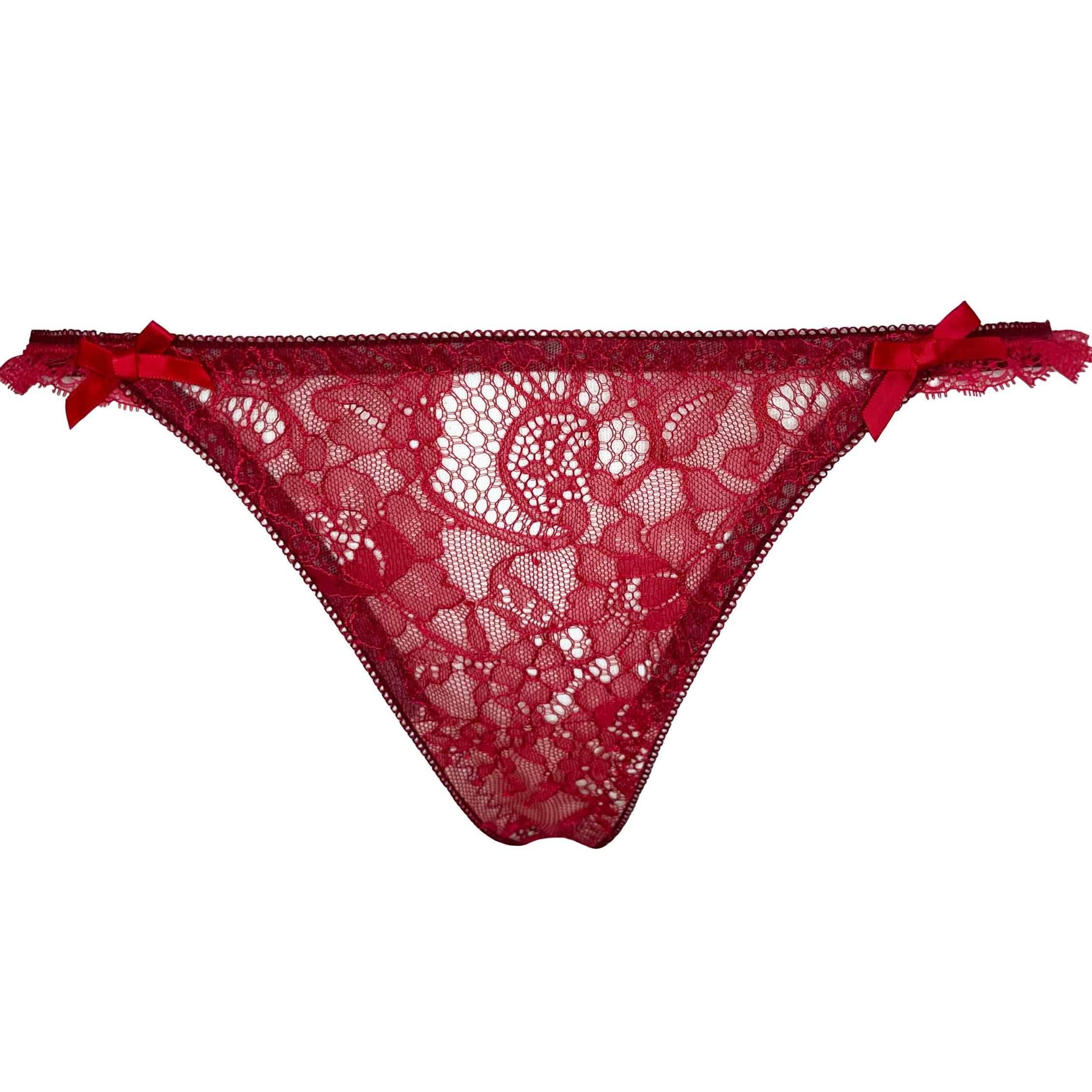 French lace thong in red – Ariane Delarue Lingerie