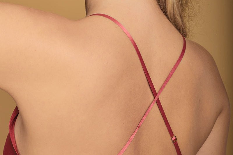 Long Satin Silk Nightgown with Front Slit, in Terracotta - Ariane Delarue Lingerie