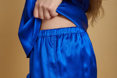 Satin Silk Bloomers Shorts in Electric Blue - Ariane Delarue Lingerie