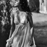 Sheer Off White Romantic Silk Babydoll - Ariane Delarue Lingerie