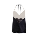 Silk satin camisole in black with Leavers lace - Ariane Delarue Lingerie