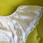 Silk satin tap pants in powder pink with French lace - Ariane Delarue Lingerie