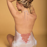 White Satin Silk Camisole with Old Rose Lace Detail - Ariane Delarue Lingerie